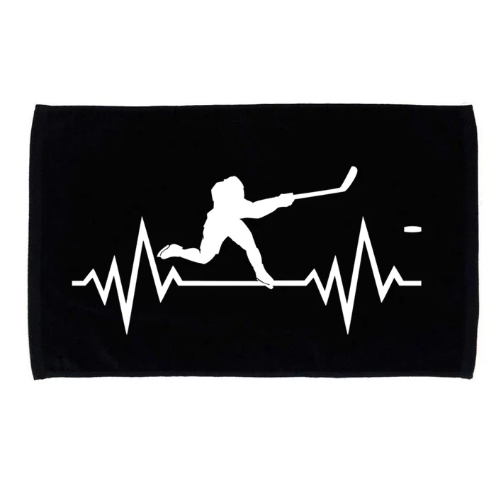 Ice Hockey Heartbeat Ecg Icehockey Player Gift Microfiber Hand Towel