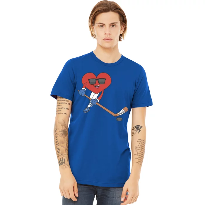 Ice Hockey Happy Valentine's Day Heart Love Married Couples Gift Premium T-Shirt