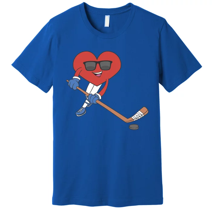 Ice Hockey Happy Valentine's Day Heart Love Married Couples Gift Premium T-Shirt