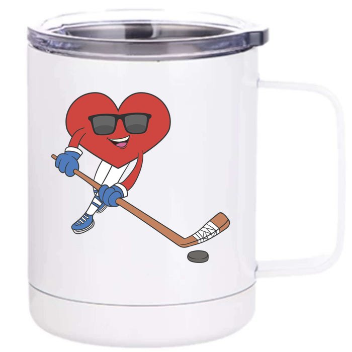 Ice Hockey Happy Valentine's Day Heart Love Married Couples Gift Front & Back 12oz Stainless Steel Tumbler Cup