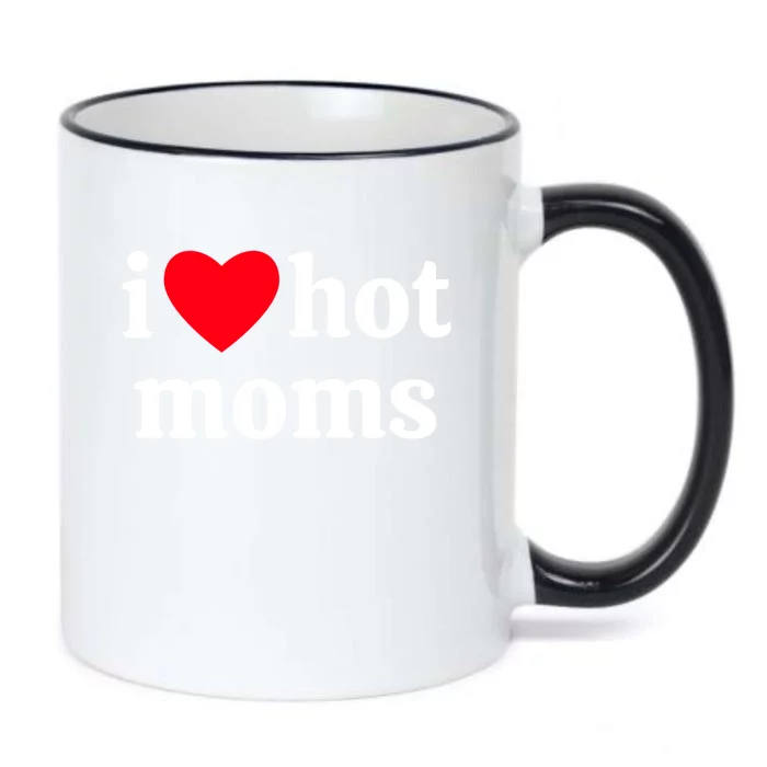 I Heart Hot Moms Gift Black Color Changing Mug