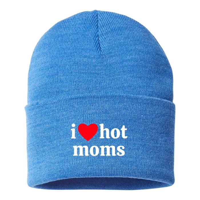 I Heart Hot Moms Gift Sustainable Knit Beanie