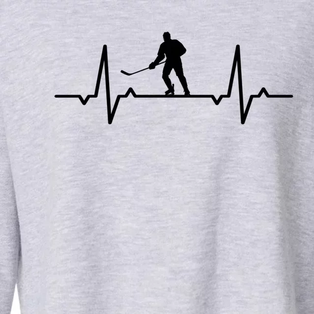 Ice Hockey Heartbeat Meaningful Gift Cropped Pullover Crew