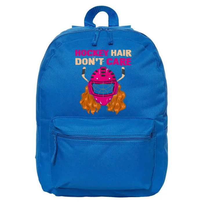 Ice Hockey Helmet Hair Sport Dont Care Great Gift 16 in Basic Backpack