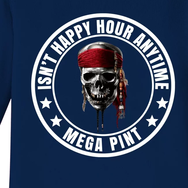 Isn't Happy Hour Anytime Mega Pint Pirate Baby Long Sleeve Bodysuit