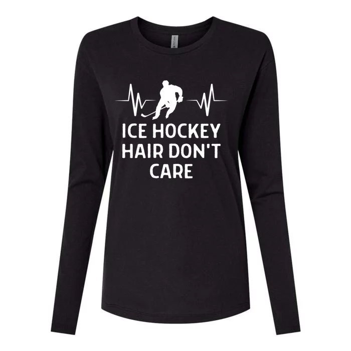 Ice Hockey Hair DonT Care Outfit Gift Womens Cotton Relaxed Long Sleeve T-Shirt