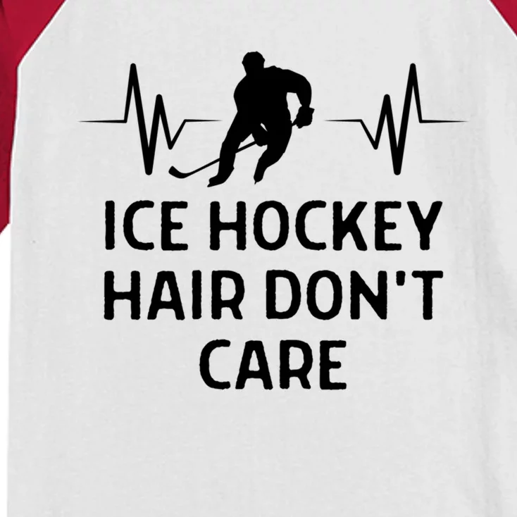 Ice Hockey Hair DonT Care Outfit Gift Kids Colorblock Raglan Jersey