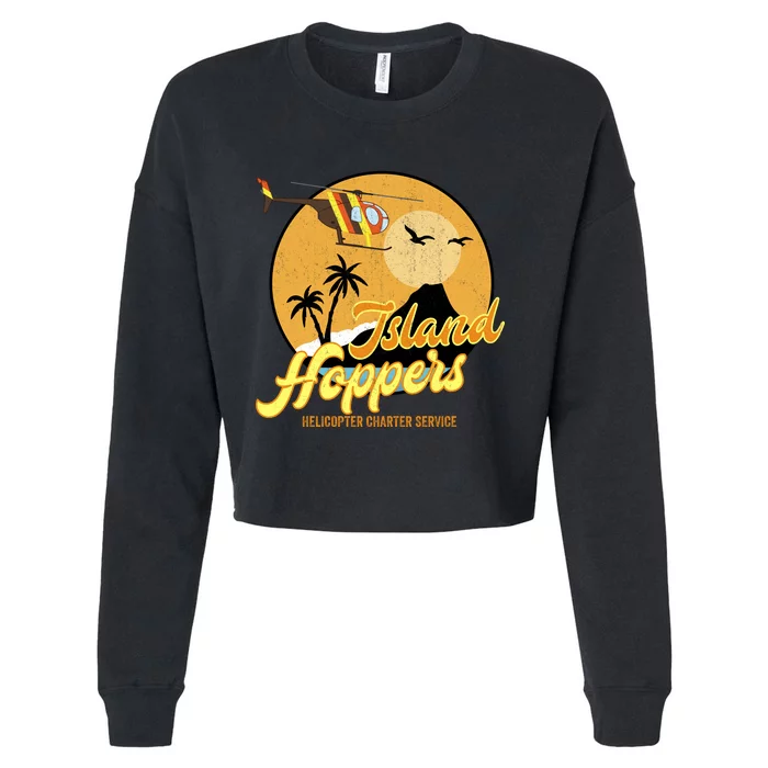 Island Hoppers Helicoter Charter Services Cropped Pullover Crew