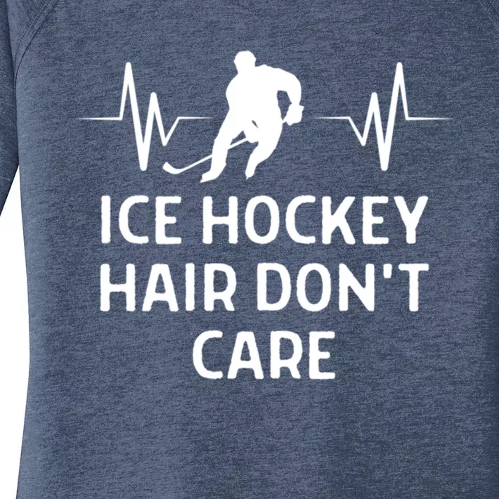 Ice Hockey Hair Dont Care Outfit Cute Gift Women's Perfect Tri Tunic Long Sleeve Shirt