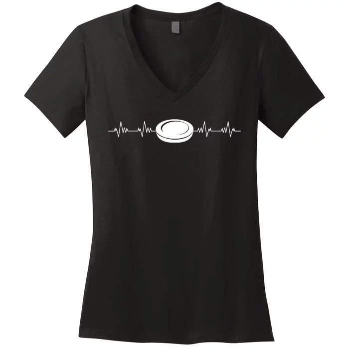 Ice Hockey Heartbeat Women's V-Neck T-Shirt