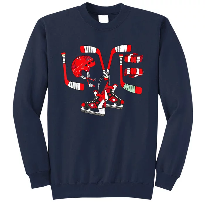 Ice Hockey Heart Valentines Day Love Gifts Goalie Tall Sweatshirt