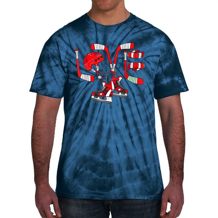 Ice Hockey Heart Valentines Day Love Gifts Goalie Tie-Dye T-Shirt