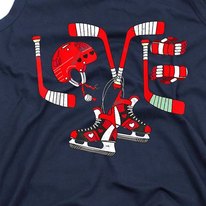 Ice Hockey Heart Valentines Day Love Gifts Goalie Tank Top