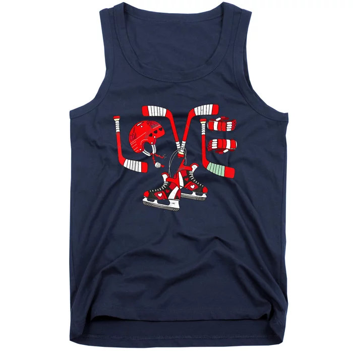 Ice Hockey Heart Valentines Day Love Gifts Goalie Tank Top