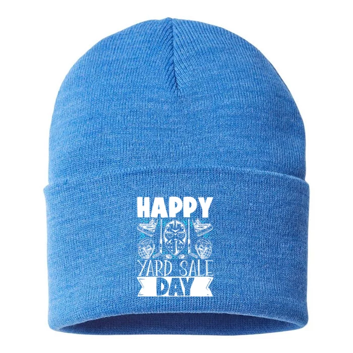 Ice Hockey Happy Yard Sale Day Player Team Gift Sustainable Knit Beanie