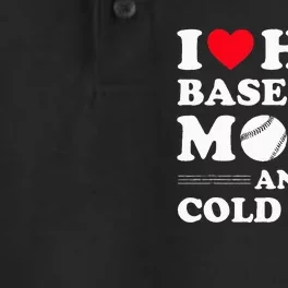 I Heart Hot baseball MomsI Love Hot baseball Mom Cold Beer Dry Zone Grid Performance Polo