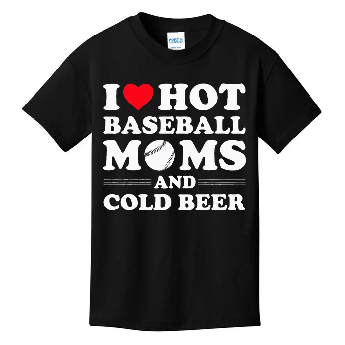 I Heart Hot baseball MomsI Love Hot baseball Mom Cold Beer Kids T-Shirt