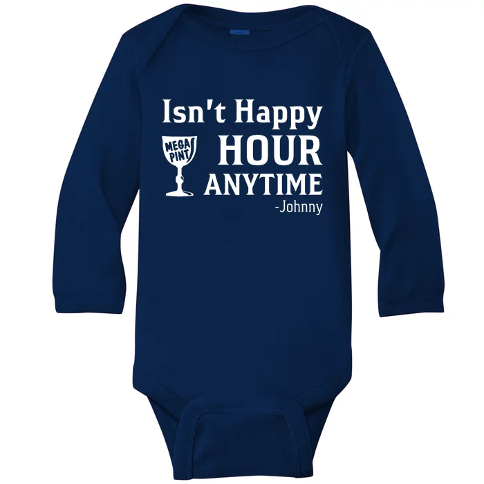 Isn't Happy Hour Anytime Justice For Johnny Depp Mega Pint Baby Long Sleeve Bodysuit