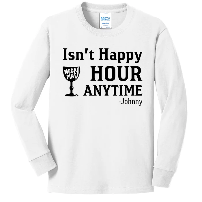 Isn't Happy Hour Anytime Justice For Johnny Depp Mega Pint Kids Long Sleeve Shirt