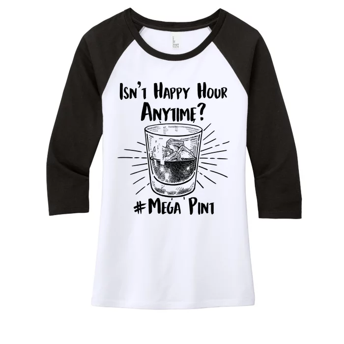 Isn't Happy Hour Anytime? #Mega Pint Women's Tri-Blend 3/4-Sleeve Raglan Shirt