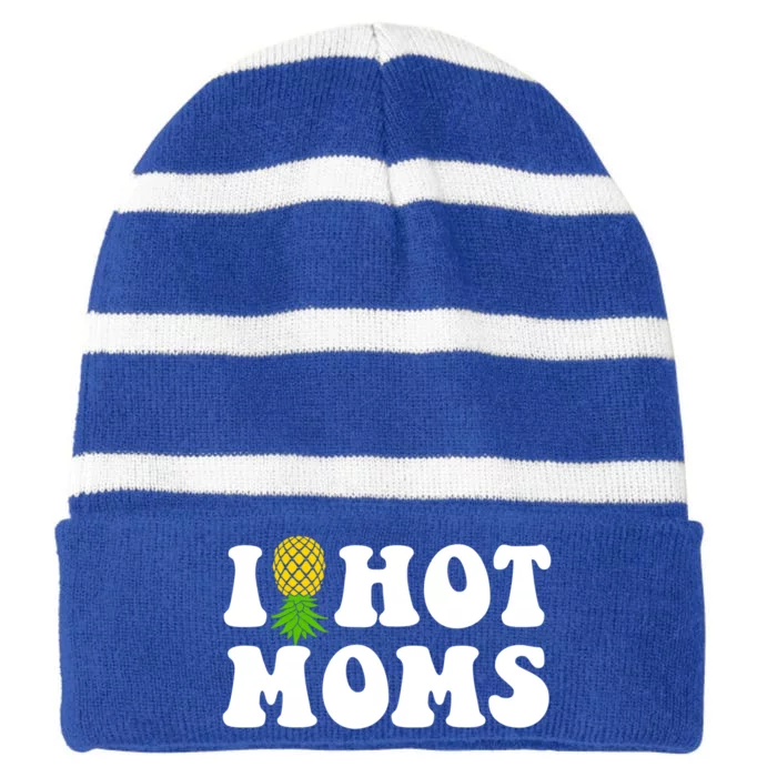 I Heart Hot Moms Meaningful Gift Upside Down Pineapple Cool Gift Striped Beanie with Solid Band