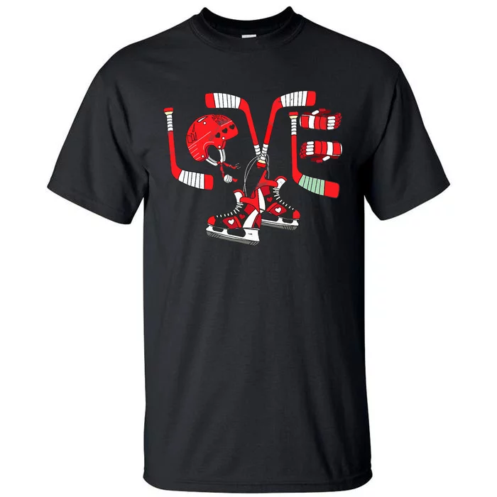 Ice Hockey Heart Valentines Day Love Gifts Goalie Tall T-Shirt