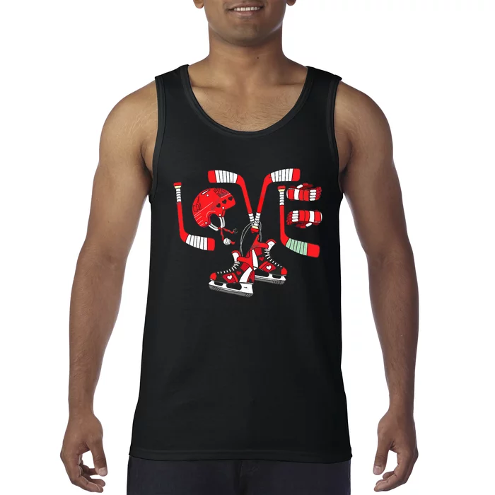 Ice Hockey Heart Valentines Day Love Gifts Goalie Tank Top