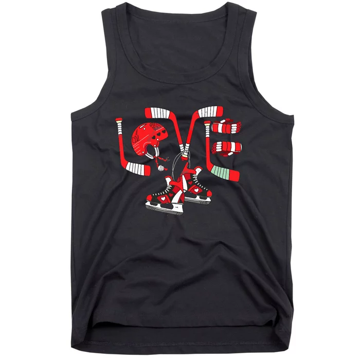 Ice Hockey Heart Valentines Day Love Gifts Goalie Tank Top