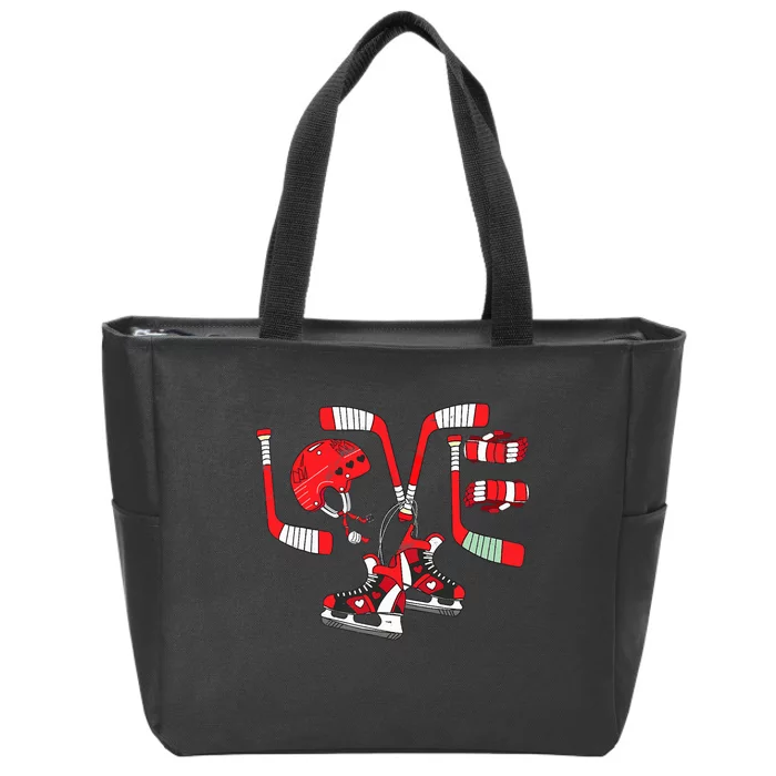 Ice Hockey Heart Valentines Day Love Gifts Goalie Zip Tote Bag