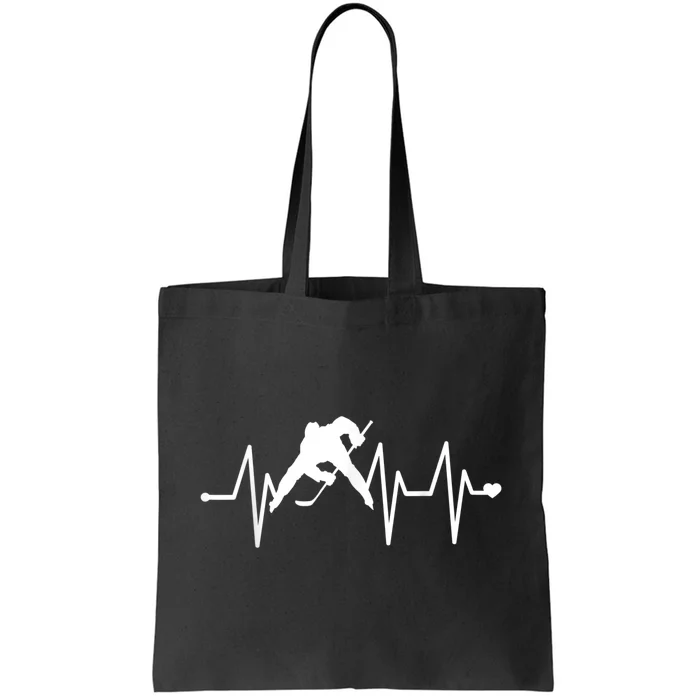 Ice Hockey Heartbeat Tote Bag