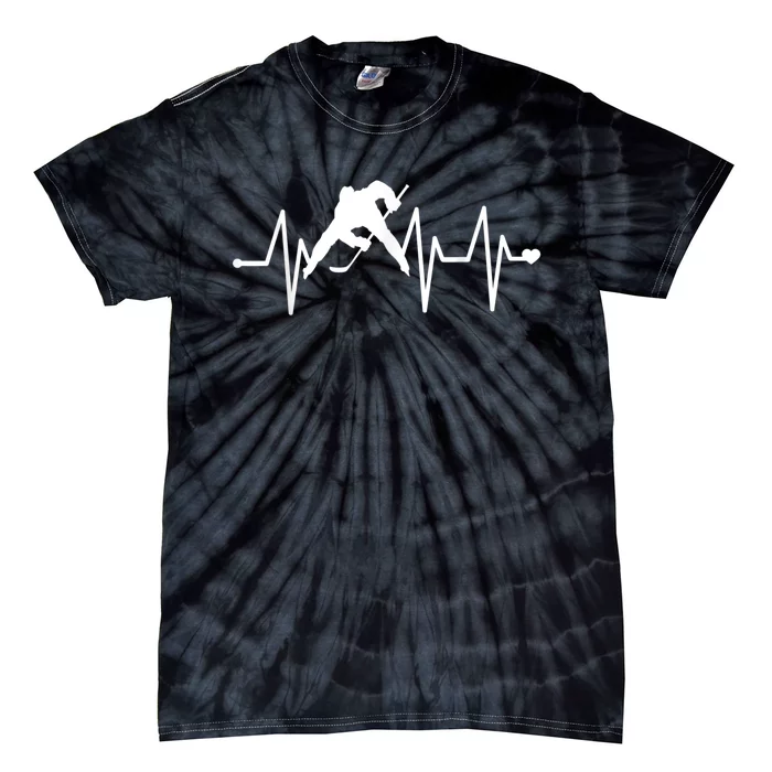 Ice Hockey Heartbeat Tie-Dye T-Shirt