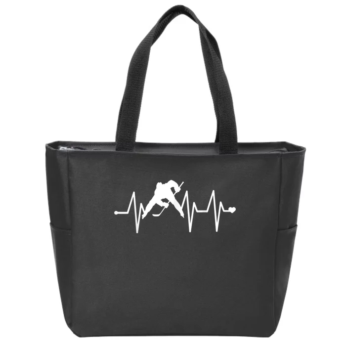 Ice Hockey Heartbeat Zip Tote Bag