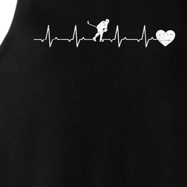 Ice Hockey Heartbeat Heart Ice Hockey Player Ladies Tri-Blend Wicking Tank