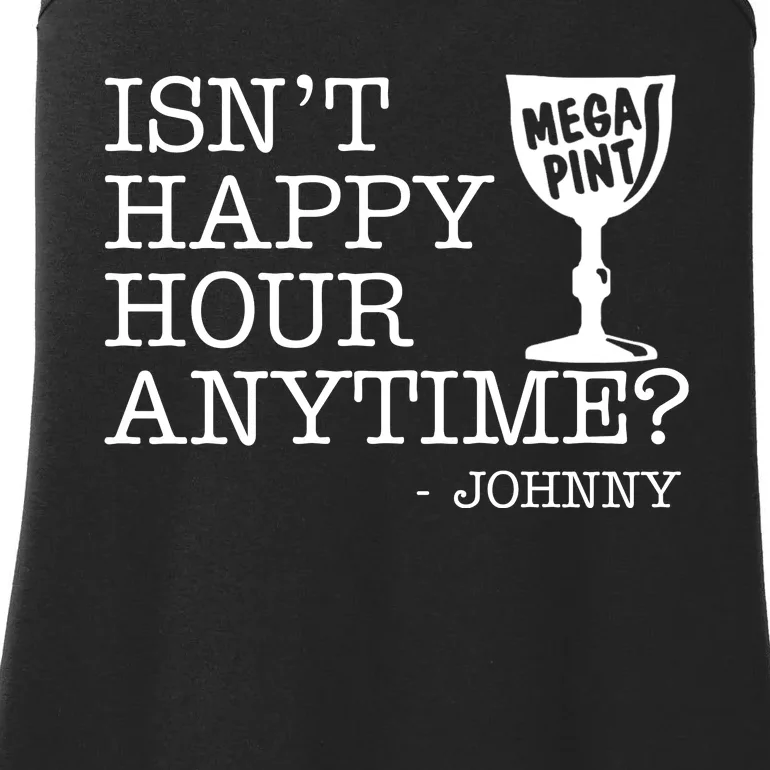 Isn't Happy Hour Anytime Mega Pint Johnny Depp Ladies Essential Tank