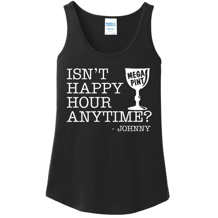 Isn't Happy Hour Anytime Mega Pint Johnny Depp Ladies Essential Tank