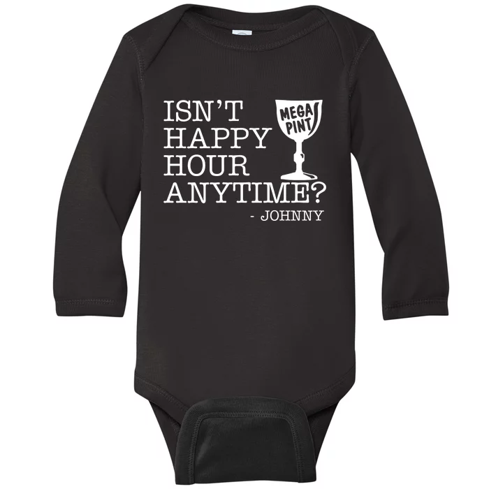 Isn't Happy Hour Anytime Mega Pint Johnny Depp Baby Long Sleeve Bodysuit