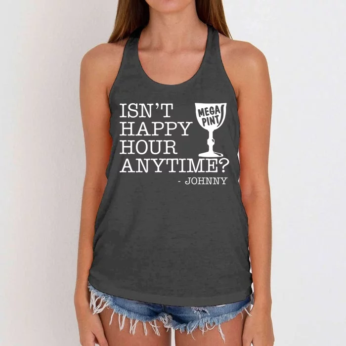 Isn't Happy Hour Anytime Mega Pint Johnny Depp Women's Knotted Racerback Tank