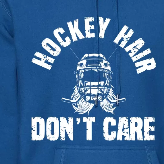 Ice Hockey Hair Dont Care Ice Hockey Player Funny Gift Premium Hoodie