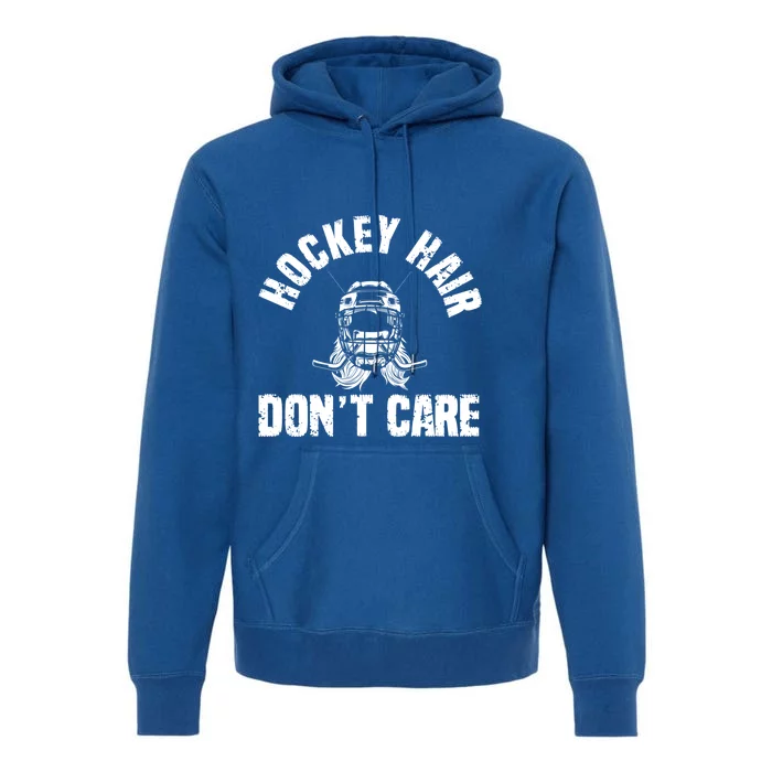 Ice Hockey Hair Dont Care Ice Hockey Player Funny Gift Premium Hoodie