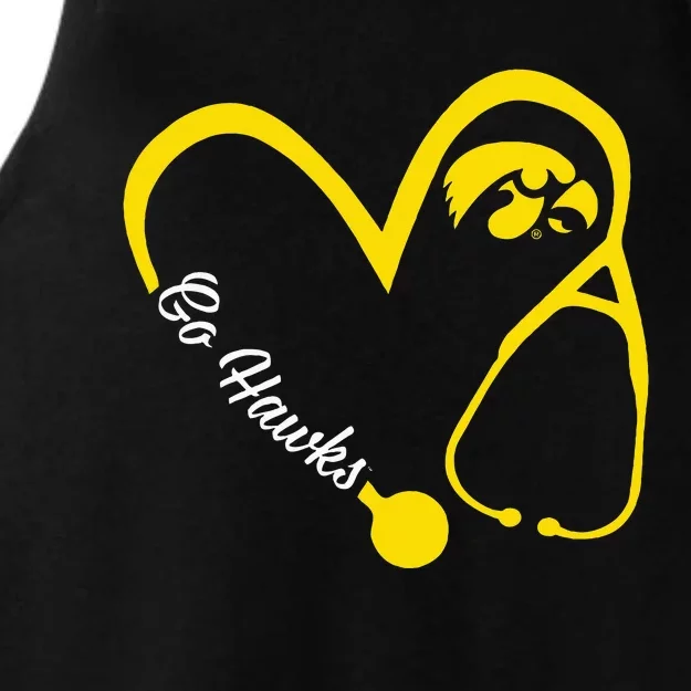 I.O.W.A Hawkeyes Heart 3 4 Nurse Ladies Tri-Blend Wicking Tank