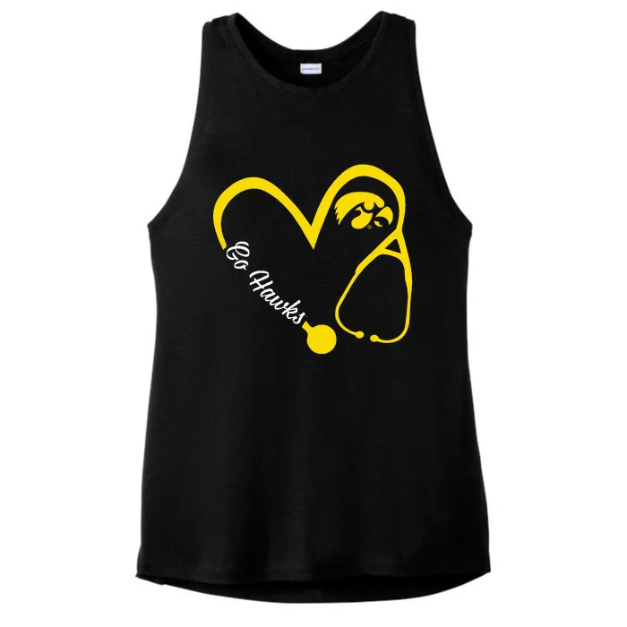 I.O.W.A Hawkeyes Heart 3 4 Nurse Ladies Tri-Blend Wicking Tank