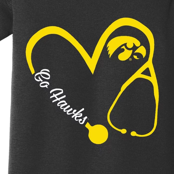 I.O.W.A Hawkeyes Heart 3 4 Nurse Baby Bodysuit