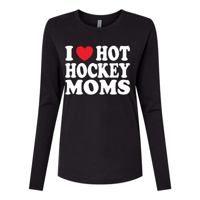 I Heart Hot Hockey Moms Funny I Love Moms Gift Womens Cotton Relaxed Long Sleeve T-Shirt