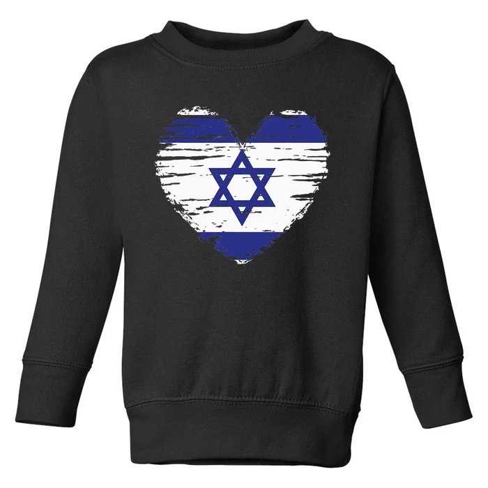 Israel Heart Israeli Flag Israeli Pride Toddler Sweatshirt