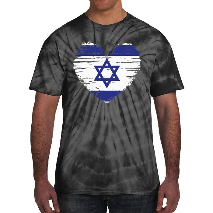 Israel Heart Israeli Flag Israeli Pride Tie-Dye T-Shirt