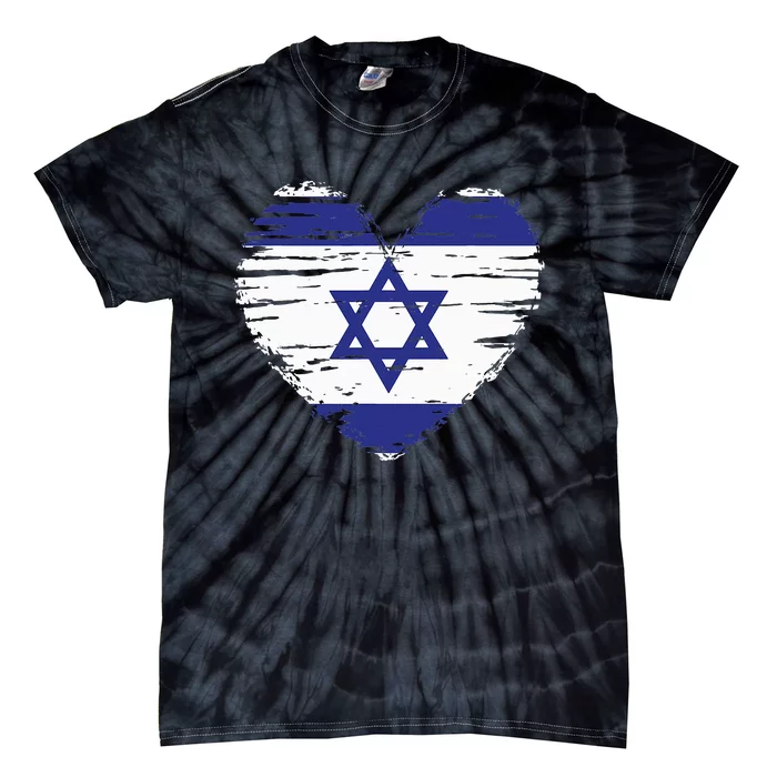 Israel Heart Israeli Flag Israeli Pride Tie-Dye T-Shirt