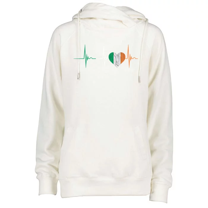 Ireland Heart Irish Heartbeat Ekg Pulse Celtic Irish Pride Cool Gift Womens Funnel Neck Pullover Hood