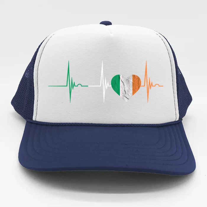 Ireland Heart Irish Heartbeat Ekg Pulse Celtic Irish Pride Cool Gift Trucker Hat