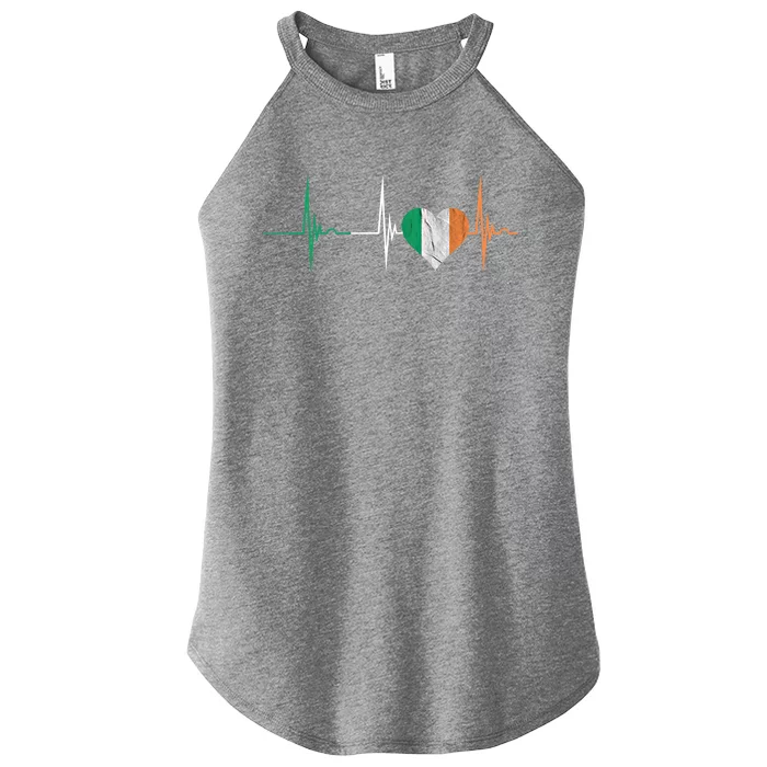 Ireland Heart Irish Heartbeat Ekg Pulse Celtic Irish Pride Cool Gift Women’s Perfect Tri Rocker Tank