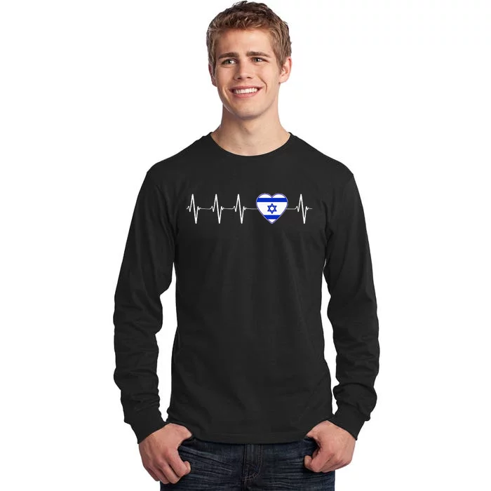 Israeli Heartbeat I Love Israel Flag Country Pro Jewish Gift Tall Long Sleeve T-Shirt